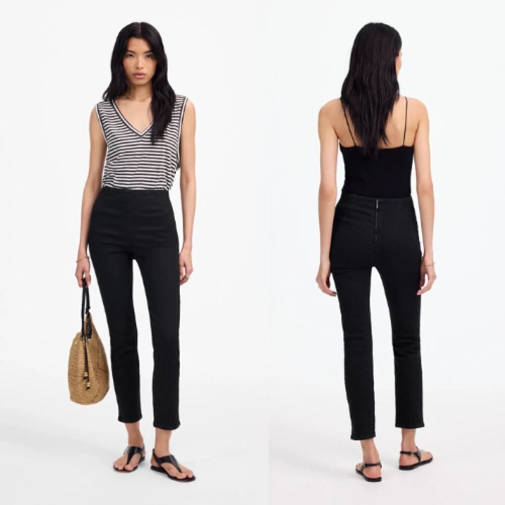 Madewell Womens Mid Rise Denim Slim Crop Pants NW850 Black Rinse Wash Size 2 NWT